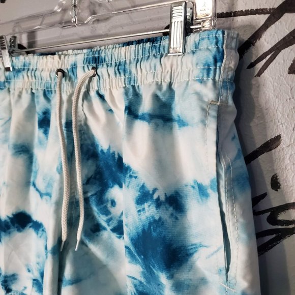 Trunks Surf & Swim Co. Sano Short Blue Tie Dye Print Swim Trunks, M - Picture 3 of 6